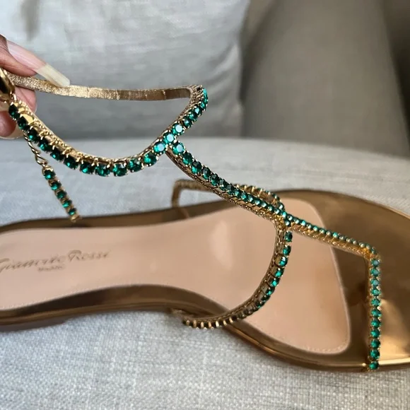 Gianvito Rossi Emerald Gemstone Strappy Sandal - Picture 3 of 8